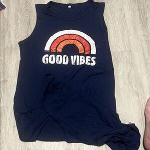 Navy Tank Maternity Dress with Rainbow Graphic